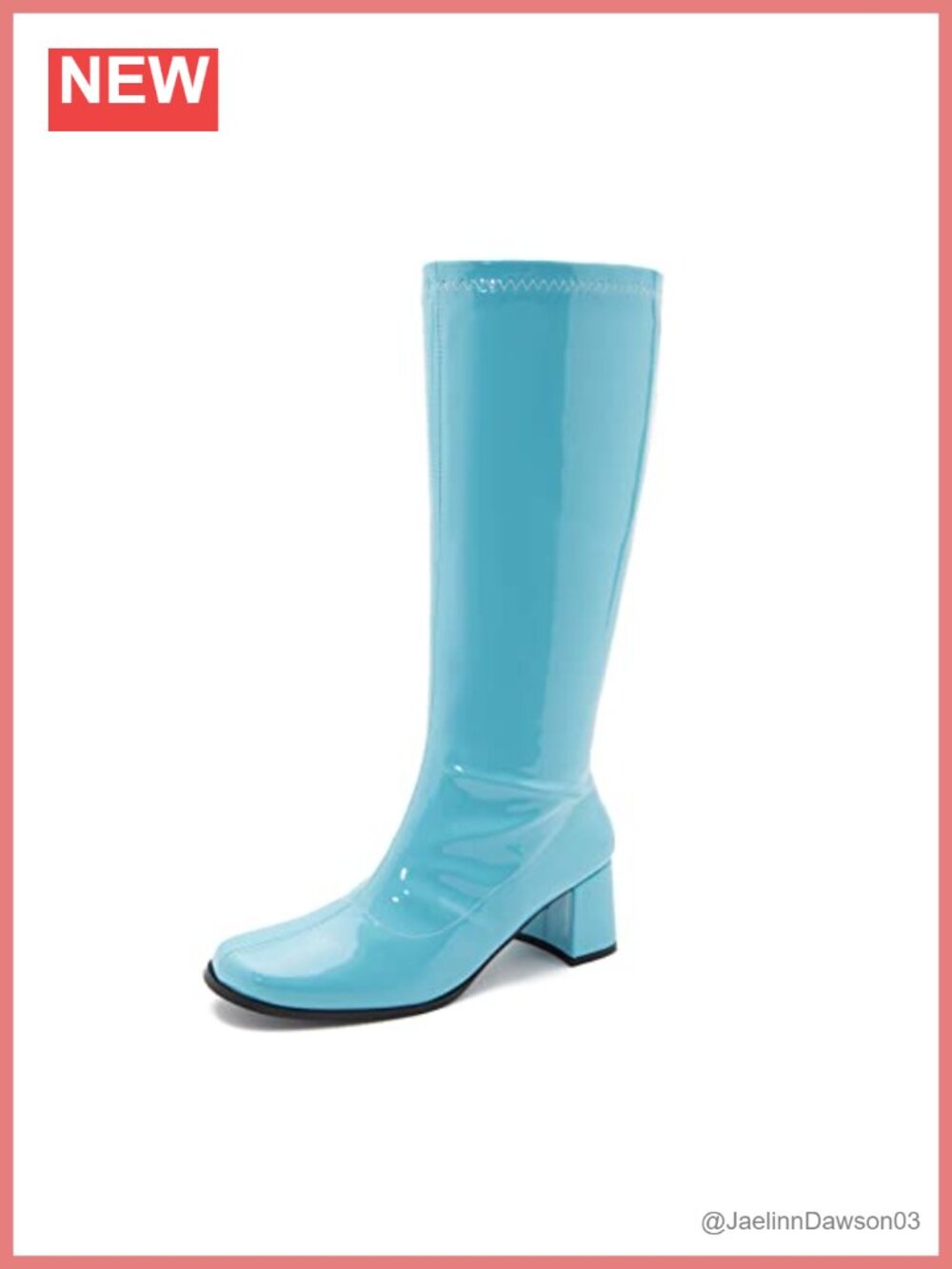 Women's Knee High Gogo Boots Block Heel Square Toe Disco Boots Patent Faux
